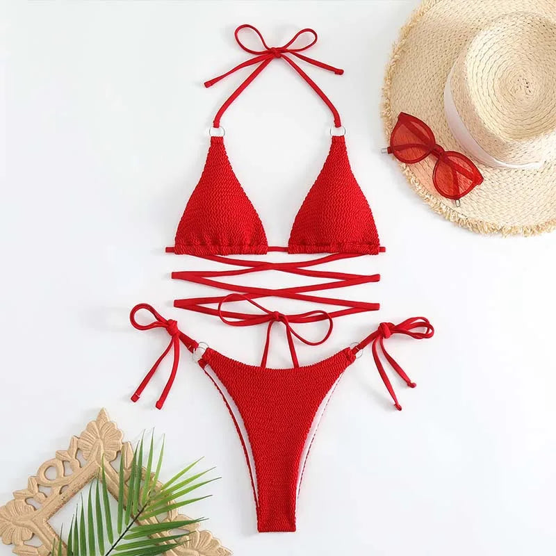 Cross Lace Up Bikini