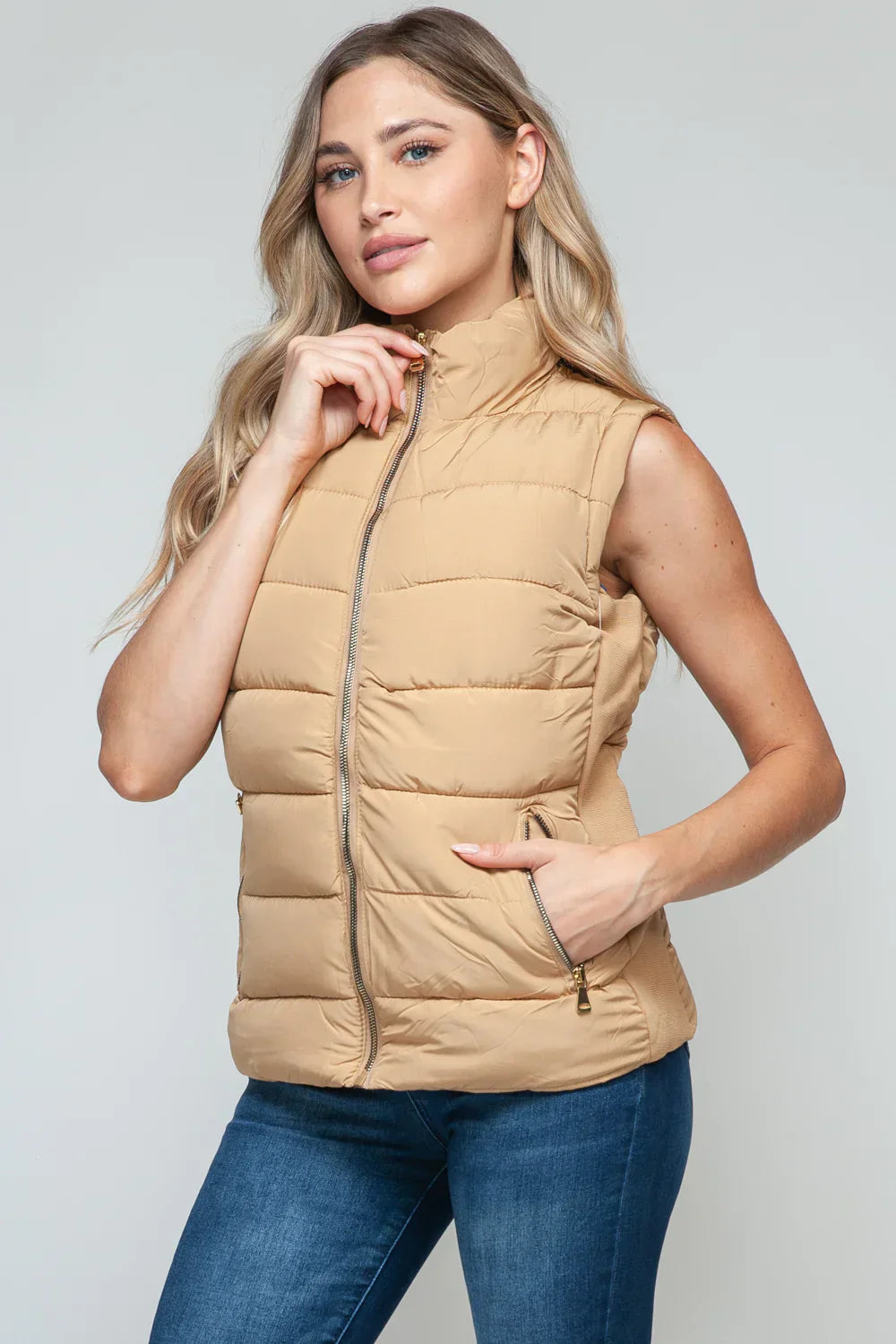 Sammy Zip Up Turtleneck Vest with Pockets